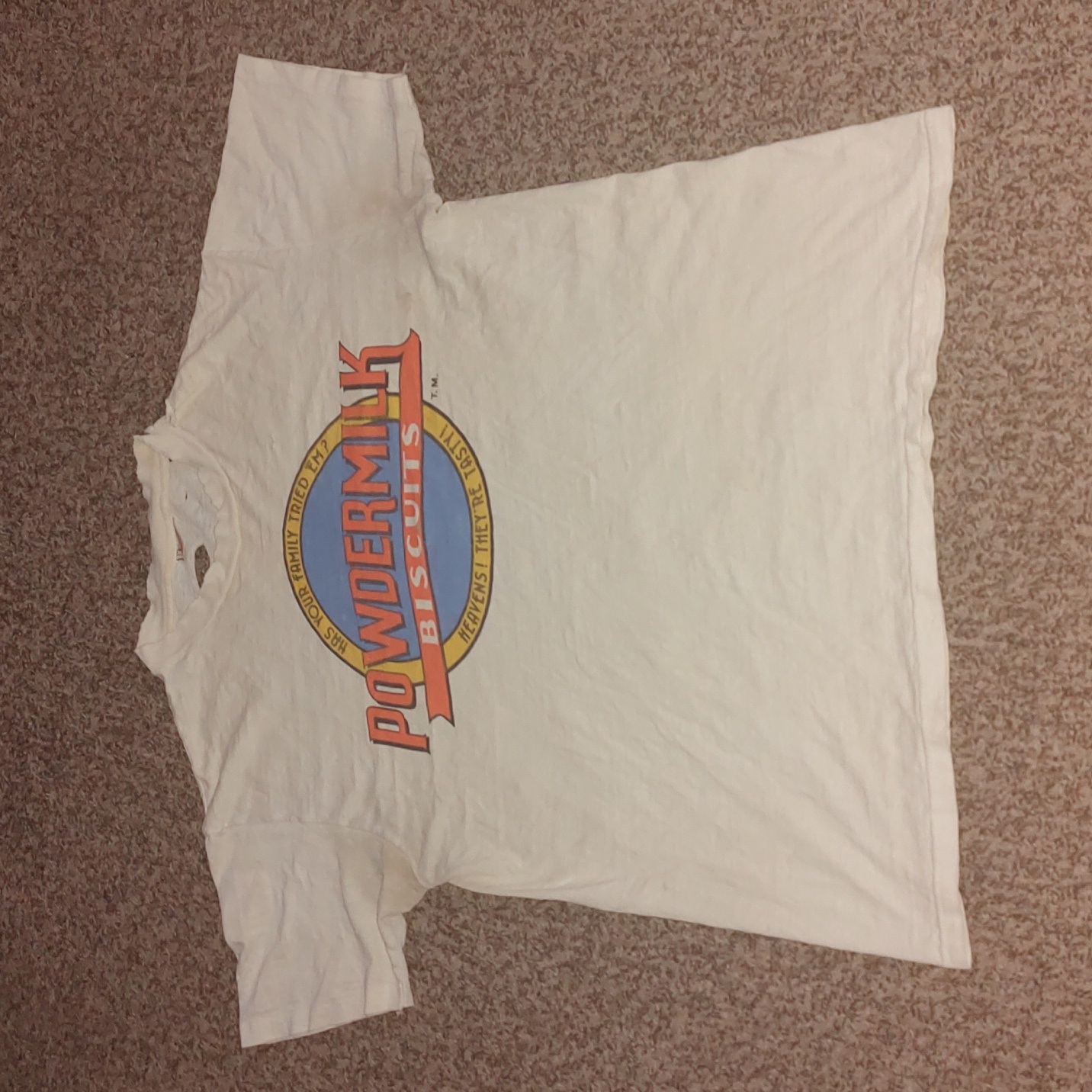 Vtg 80s Powdermilk Biscuits T Shirt Prairie Home Companion Made In Usa Mens L